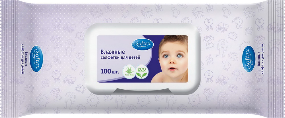 Влажные салфетки для детей  Softex, 100 шт