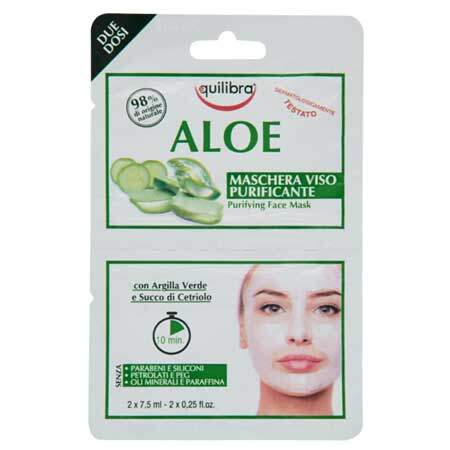 Очищающая маска для лица Equilibra "Aloe", 2 шт по 7,5 мл