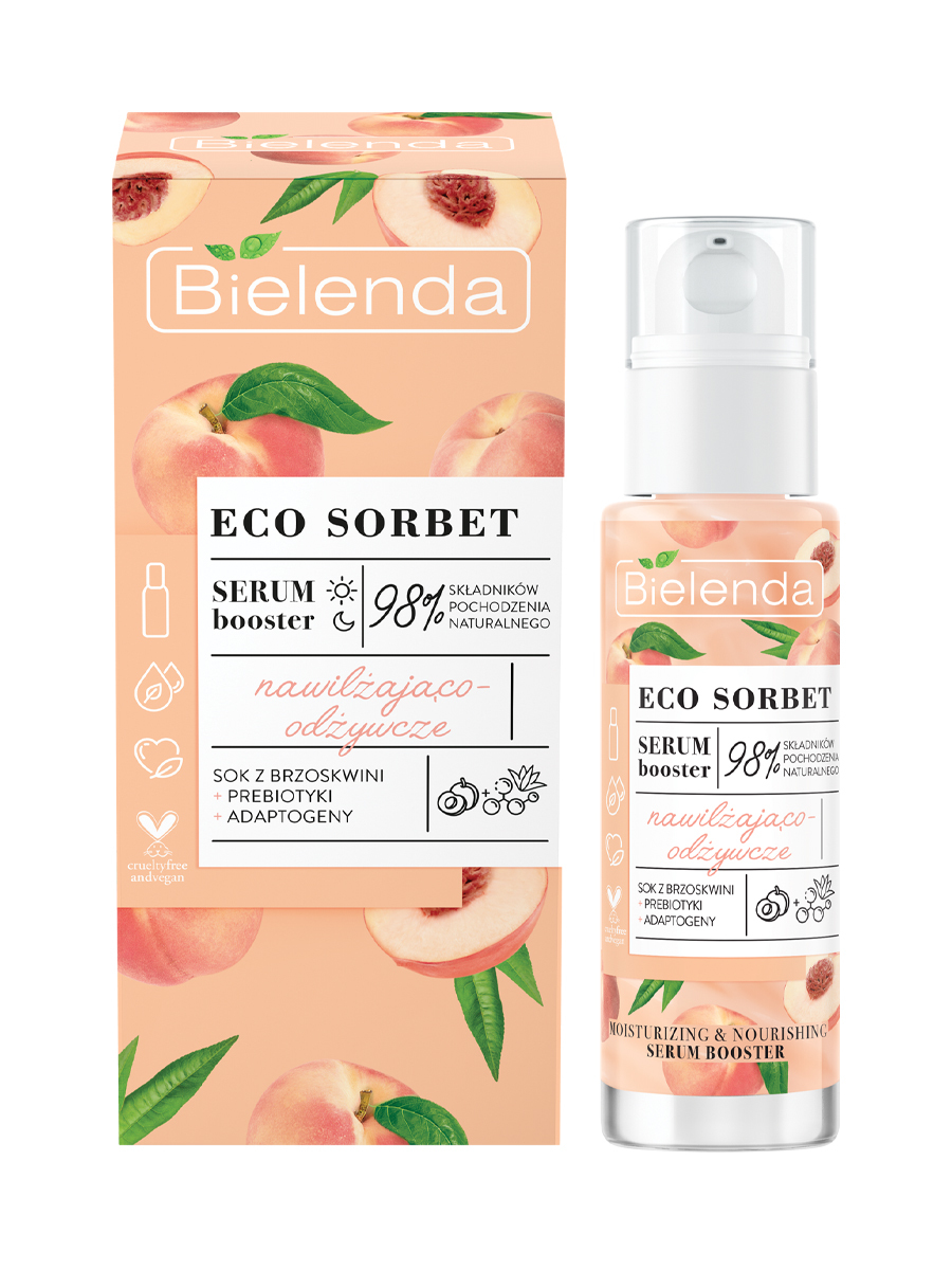 Увлажняющая и питательная сыворотка-усилитель для лица Bielenda Eco Sorbet Peach, 30 мл
